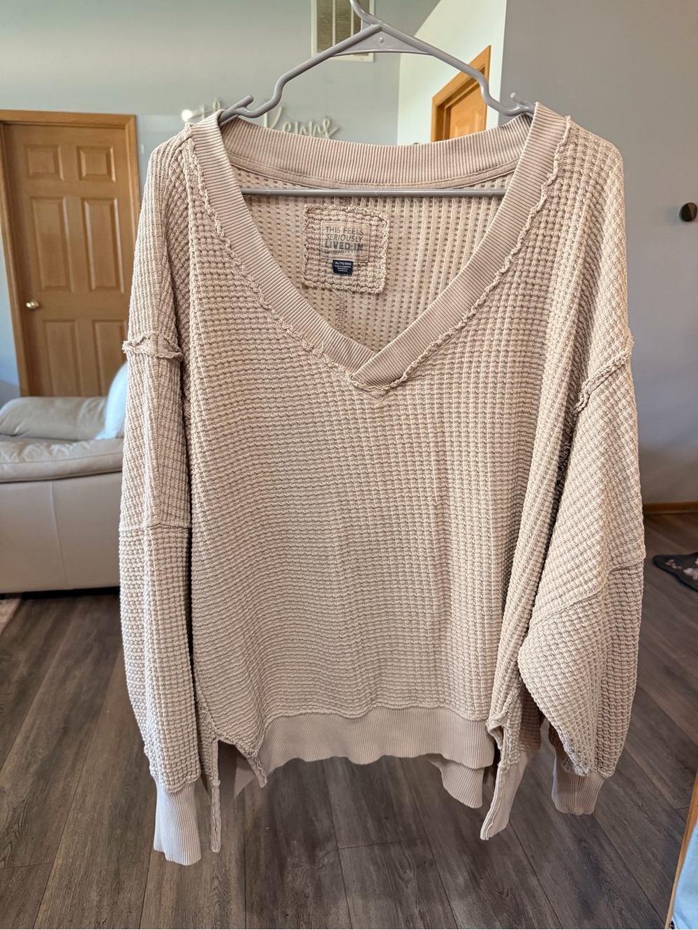 AE Big Hug V-neck waffle sweatshirt